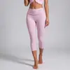 Pantalones deportivos de yoga cepillados con sensación de segunda piel para mujer, pantalones de fitness de siete puntos que levantan el trasero, sin líneas vergonzosas, pantalones ajustados deportivos con cintura plegable para mujer
