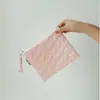 Bolsa de Maquillaje con Lazo Bordado Acolchado, Monedero Portátil, Estuche para Papelería, Estuche para Lápices Multifuncional de Gran Capacidad