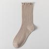 Calcetines de madera con orejas para otoño e invierno, nuevos calcetines de madera para mujer, calcetines de madera versátiles de color sólido con forma de luna, calcetines altos para niños