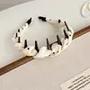 Faixa de cabelo retrô com dentes e poá em tecido estilo coreano para mulheres, organizador de cabelo antiderrapante, acessório de cabelo da moda