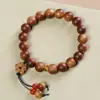 Pulsera de Material Antiguo de Ciprés de Acantilado Taihang Estilo Étnico Pulsera de Madera Juguete Escultura en Madera Cuentas Budistas Pulsera de Cuentas de Oración Wenwan Mayoreo