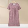 Camisón de seda de algodón para mujeres de mediana edad y mayores, vestido fino de verano de manga corta, pijama de algodón artificial, vestido suelto para madre, ropa para el hogar
