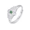 Anillo de Moda Estilo Europeo y Americano Transfronterizo Plata de Ley s925 Incrustado con Esmeralda Natural Anillo de Esmeralda para Mujer Lujo Ligero Versátil