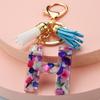 Llavero con 26 letras en inglés, estilo europeo y americano, con borlas de cristal acrílico transparente, adorno para bolso, pequeño regalo.