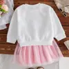 Roupas para Meninas 4-7A Moletom de Manga Longa + Saia de Primavera e Outono para Meninas Conjunto Infantil Estilo Coreano