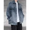 Chaqueta de mezclilla vintage para hombre y mujer, corte holgado para primavera y otoño, color lavado en bloques, estilo BF, chaqueta de mezclilla para parejas, moderna