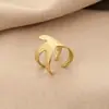 Anillo de Acero Inoxidable Hidráulico Estilo Europeo y Americano, Serie Océano, Diseño Abierto de Estrella de Mar y Concha Marina, Anillo Personalizado, Accesorio Versátil y Elegante