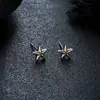Brincos Cluster de Diamante Cheio de Novo Estilo Transfronteiriços para Homens, Modernos e Versáteis, Brincos de Flor de Íris em Forma de Cruz de Alto Padrão para Mulheres