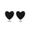 Pendientes Jingxu de Plata de Ley 925 con Forma de Corazón, Incrustados con Ágata Negra, Pendientes y Collar, Lujo Accesible Ins, Set de Gama Alta