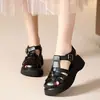 Sandalias tejidas estilo romano Baotou para mujer, novedad Primavera/Verano 2026, zapatos casuales versátiles con suela gruesa y diseño hueco para combinar con faldas