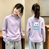 2026 Top de Forro Polar Otoño/Invierno para Niñas Medianas y Grandes Camiseta Elegante de Manga Larga Versátil Prenda Base Moda Cuello Alto Ropa Interior