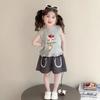 Traje sin mangas estampado de lunares para niñas Verano 2025 Nuevo Bebé Niña Dibujos animados Chaleco Pantalones cortos Conjunto casual de dos piezas