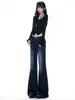 Jeans acampanados estilo americano azul grisáceo para mujer, nuevo modelo otoño 2026, de cintura alta, adelgazantes, pantalones de campana que no se ajustan