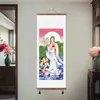 Pintura colgante de Son Guanyin Vista de Gran Misericordia del Mar de China Meridional Retrato de Guanyin en rollo Pintura Buscando Hijo para Ayudar Bebé Embarazado Pintura Decorativa