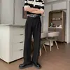 Pantalones Rectos de Caída Lisa Sencillos de Alto Grado Estilo Americano para Hombre Primavera Otoño High Street Versátiles Rebeldes Atractivos Sin Planchar de Largo Hasta el Suelo