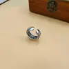 Anillo para Pareja de Anillo de Moda con Patrón Hueco de Estrella de Seis Puntas Retro Distressed Europeo y Americano Anillo Abierto Distintivo de Plata Tailandesa
