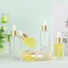 Vidro com Veios Prateados 15-60ml Frasco de Ombro Plano com Anel de Favo de Mel Frasco para Essência Frasco Redondo Reto com Conta-gotas Frasco para Óleo Essencial Cosméticos