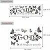 Adesivos de parede em inglês com borboletas e flores, adesivos com lemas artísticos simples, decalques de decoração de parede de fundo para sala de estar e quarto