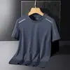 Camiseta de Manga Corta para Hombre de Marca de Verano de Moda, de Hielo de Seda Drapada, Malla Fina de Secado Rápido, Holgada, Estilo Coreano, Talla Grande, Top de Playa