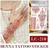 Nuevas Pegatinas de Tatuaje de Encaje de Henna Roja Transfronterizas con un Toque de Lujo, Pegatinas de Tatuaje Temporales Realistas para el Dorso de la Mano, Estilo Indio, En Stock