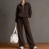 Conjunto Deportivo Casual Transfronterizo Nuevo 2026: Conjunto de Dos Piezas de Sudadera con Cuello Alto y Bloques de Color Estilo Europeo y Americano con Pantalones de Pierna Ancha