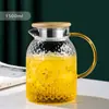 Tetera de vidrio martillado estilo japonés, resistente a altas temperaturas, tetera de gran capacidad para té frío, tetera floral para uso doméstico para infusión en frío