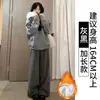 Pantalones de Raya Anchos Estilo Americano Grises para Mujer, Otoño e Invierno 2025 Nuevos Pantalones Deportivos Sueltos Caídos Adelgazantes de Cintura Alta para Figuras Pequeñas