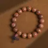 Pulseira autêntica de jade e pau-rosa birmanês para meninos e meninas, pulseira de sândalo para casais, contas budistas, contas de rosário, estilo simples.