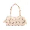 Bolsa Boston feminina doce floral coreana, nova bolsa de mão moderna de verão, bolsa de mão pequena, bolsa de ombro transversal cilíndrica