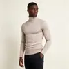 Suéter gola alta masculino 2026 outono e inverno transfronteiriço slim fit malha base camada interna cor sólida elástico em estoque atacado