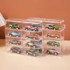 Caja de exhibición de almacenamiento para modelos de autos pequeños, 4 niveles, 8 compartimentos, estante de exhibición a prueba de polvo para modelos de autos, exhibición transparente de autos de juguete