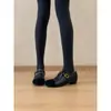 Sapatos Mary Jane de Algodão com Forro de Lã para Aumento Interno para Mulheres 2025 Inverno Retrô Francês Cor Versátil Combinação Quente Pequenos Sapatos de Couro