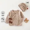 Roupas de Bebê Categoria Recém-nascido um Top Stretch de Algodão à Base de Plantas Roupas de Casa de Manga Longa + Chapéu para Bebê e Crianças Anyang