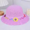 Chapéu de Palha Personalizado Infantil Verão Princesa Desenho Animado Coroa de Flores Proteção Solar Chapéu Férias ao Ar Livre Bebê Chapéu de Sol de Praia