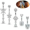 Set de 5 Piezas de Piercing de Ombligo Más Vendido Transfronterizo, Anillos de Acero Inoxidable con Forma de Mariposa de Alta Gama, Joyería para Piercings Corporales