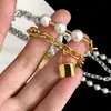[04] Collar de Cadena Gruesa de Perlas con Candado Colgante Chaozhou Europeo y Americano Cadena para el Cuello Doble Clavícula Temperamento Traje Interior