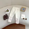 En stockDK262883 Leggings infantiles forrados de forro polar, nuevo producto otoño e invierno 2026, leggings de encaje superpuestos con bloques de color