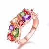 Moda Europea y Americana Anillo de Cristal Colorido para Mujer Anillo de Zirconia Aaa Mona Lisa Anillo de Oro Rosa Joyería al por Mayor
