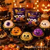 Pelota Antiestrés Cara Sonriente 8.5 Polvo Dorado Pectina Pan de Halloween Juguete Antiestrés Navidad Squishy Caja Sorpresa Pelota Antiestrés