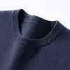 26 Nuevo Suéter de Cachemira para Hombre Otoño/Invierno, Cuello Redondo, Cálido, Color Sólido, Tejido de Manga Larga, Suéter Básico Casual de Negocios