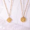 Collar con Moneda de Cupido León Estilo Ins Cool Europeo y Americano Nicho Acero de Titanio Chapado en Oro de 18K Venta Caliente para Hombres y Mujeres P907-8