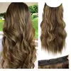 Peluca Kony Estilo Europeo y Americano Peluca para Mujer Postizo Natural Pieza Única Cabello Largo Rizado Fibra de Alta Temperatura Extensiones de Cabello con Hilo de Pescar
