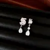 Collar, aretes, pulsera con colgante de número 5 gota de agua de circón chapado en oro real, juego personalizado, joyería de lujo ligero de alta gama