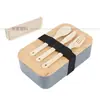 Caixa de Almoço Bento de Bambu Camada Única Estilo Japonês Amazon para Estudante, Acampamento ao Ar Livre, Caixa Conservadora de Frescor, Grande Capacidade Compartimentada
