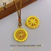 Joyería Color Oro Arena Nuevo Estilo Chino Disco de Girasol Hielo Triturado Collar Brújula de Brújula de Ocho Tesoros de Seis Palabras Giratorio de Moda