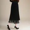 Falda de malla con retazos irregulares de corte sirena para mujer, nueva colección otoño/invierno 2026, de cintura alta, corte ajustado y que favorece la figura, con un diseño de una sola pieza que se ajusta a las caderas.