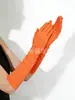 Guantes de Seda de Leche de Longitud Media de 45 cm para Mujer de Halloween, Guantes de Color Sólido Lisos Elásticos Especiales para Fotografía de Vestido de Gala para Banquetes