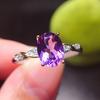 Nueva Moda Elegante Anillo Abierto de Amethyst de Brazo de Torsión para Mujer Anillo Simple de Boca Abierta con Separación de Color Joyería de Mano