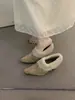 Zapatos de mujer de otoño e invierno, mocasines cálidos de tacón alto con aumento interno de altura, zapatos de algodón Birkenstock estilo bosque vintage con forro de felpa marrón