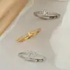 Anillo de apertura ajustable de cobre con incrustaciones de circonita, 26 letras del alfabeto inglés, joyería de moda de alto nivel y temperamento, para cruzar fronteras